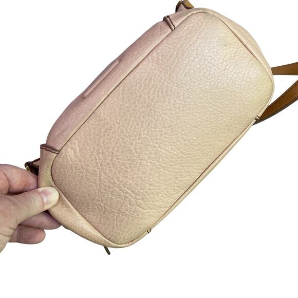 FOSSIL EMERSON Purse Blush Rose & Tan Leather Crossbody Bag Zips Pockets Boho - Picture 5 of 10